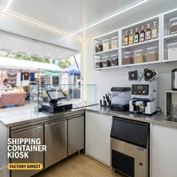 Kiosque de café en conteneur maritime de 20 pieds, stand de bubble tea clé en main, commerce extérieur, café mobile personnalisé à vendre
