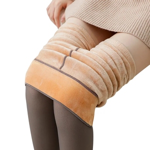 Leggings de Invierno de Cintura Alta con Forro Polar para <span class=keywords><strong>Mujer</strong></span>, Pantimedias con Efecto Piel, Medias Térmicas Translúcidas de <span class=keywords><strong>Felpa</strong></span> - Product Image 1