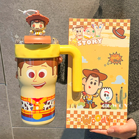 Bouteille d'eau isotherme en acier inoxydable Disney Cartoon 27oz avec couvercle, poignée, paille et compartiment à thé, idéale pour les cadeaux et les voyages