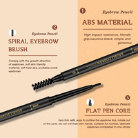 Crayon à sourcils double embout triangulaire de qualité supérieure, pointe fine biseautée, longue tenue, waterproof, pour le stylisme des sourcils