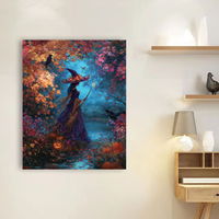 CHENISTORY Peinture par numéros DIY, motif Sorcier d'Halloween, pour adultes, cadeau DIY, tableau mural, décorations pour la maison