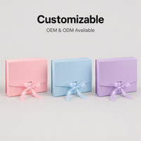 Boîte cadeau pliable rose avec logo personnalisé, ruban et nœud, emballage rigide en carton pour mariage, cosmétiques, vêtements, cadeaux