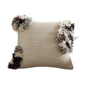 Funda de Almohada Decorativa Boho Geométrica, Relleno de Lana Tejida a Mano, Extraíble, Lavable, Cuadrada, Decoración Bohemia para el Hogar - Product Image 1