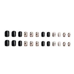 Lot <span class=keywords><strong>de</strong></span> 24 <span class=keywords><strong>faux</strong></span> ongles carrés courts en ABS, motif léopard noir, avec strass argentés - Product Image 2