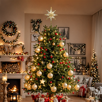 Weihnachtsdekorationsartikel Eisenkunst Baumspitzenstern Weihnachtsbaum Dreidimensionaler Achteckiger Stern mit Lichtern und Leuchteffekt