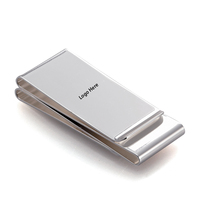 Pince à billets double pliable en acier inoxydable plaqué argent de qualité supérieure pour hommes, style antique/moderne, personnalisable avec logo gravé