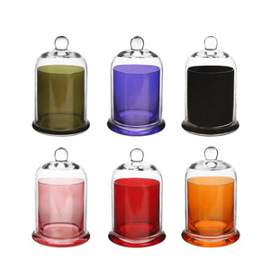 BESTSUN Custom 10oz 14oz Bell Cloche Candle Jars Colored Glass Candle Vessels with Dome Lid