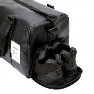 Sac de voyage de sport en cuir imperméable de grande taille avec logo personnalisé, sac de week-end en PU - Product Image 5
