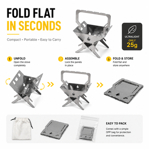Vente flash - Réchaud à bois en titane ultraléger pliable pour le camping, réchaud portable mini pour la randonnée - Product Image 2