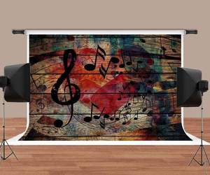 Fondo con Símbolos Musicales para Decoración de Fiestas, Fondo para Escenario Musical, Fondo de Fotografía con Pared de Madera con Símbolos Musicales, 7x5 pies, Temático - Product Image 2