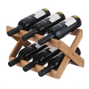High Quality Bottle Holder Bamboo 6 Bottle Foldable <b>Wine</b> <b>Rack</b> Wood - Product Image 3