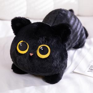 Almohada de Peluche Suave de Gato Negro Acostado, Juguete de Peluche de Algodón PP Lavado, Muñeco de Peluche para Niños y Niñas, Regalos de Cumpleaños - Product Image 1