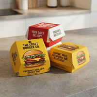 Boîte à hamburger biodégradable en forme de coquille de palourde, emballage en papier pour hot-dogs à emporter, boîte à burger personnalisée