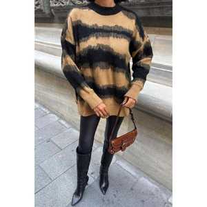 Suéter de Mujer Sobe, Cuello Redondo, Manga Larga, Estilo Casual Otoñal, Antipilling, Color Camel - Product Image 5