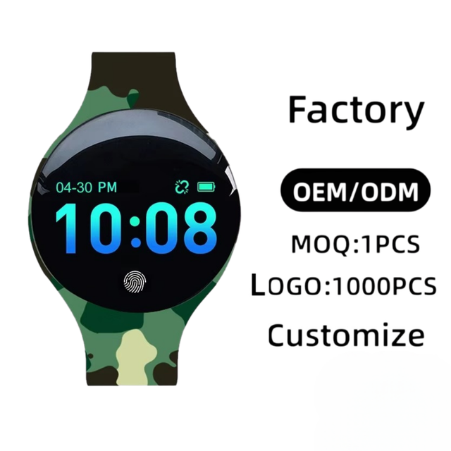 Factory OEM Men's Smartwatch Camo Design Round Screen Heart Rate Monitor with Custom Dial and Logo