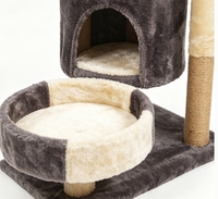Arbre à chat compact multi-niveaux avec nid rond, tunnel, cachette, plateforme supérieure et colonne en sisal unique, idéal pour appartement compact et repos pour animaux de compagnie