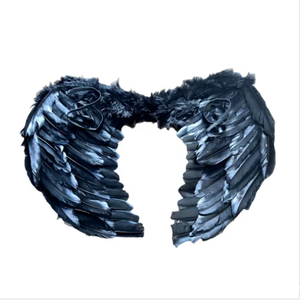 Decorazioni festa Cosplay carnevale ali <span class=keywords><strong>d</strong></span>'<span class=keywords><strong>angelo</strong></span> Halloween di alta qualità <span class=keywords><strong>piuma</strong></span> nera di medie dimensioni Opp Bag decorazioni per le feste - Product Image 4