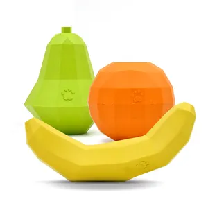 Onverwoestbaar Grappige Fruit Banaan Oranje Peer Rubber Geurende Behandelen Hond Dental Chew Toy