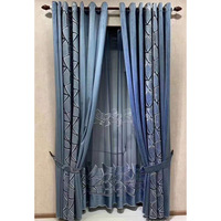 Cortinas Jacquard Personalizadas Aodu, Diseño de Hielo Agrietado Azul Champán, Cortinas con Brillo Metálico, Decoración de Ventanas, Venta al Por Mayor de Fábrica