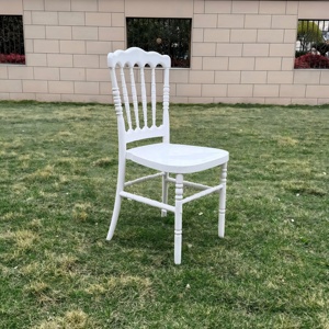 Silla Napoleón de Resina Blanca Pura con Respaldo Ondulado y <span class=keywords><strong>Asiento</strong></span> Liso para Bodas, Banquetes, Hoteles, Jardines, Galas, Cumpleaños y Eventos al Aire Libre - Product Image 5