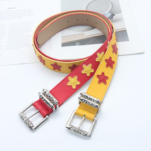 Nouvelle ceinture tendance style punk avec écussons étoiles, ceinture vintage en cuir PU Y2K pour hommes et femmes avec boucle à double ardillon pour jeans - Product Image 4