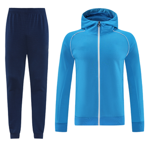 Tute <span class=keywords><strong>da</strong></span> <span class=keywords><strong>Calcio</strong></span> con Cappuccio e Zip Integrale, Qualità Thailandese, <span class=keywords><strong>Blu</strong></span> Napoli, per Uomo - Product Image 1