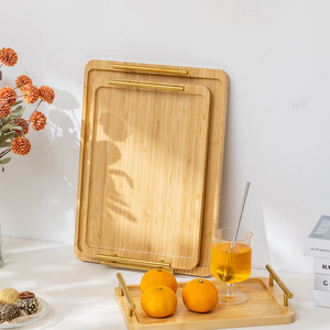 Bamboo tea <b>tray</b>, <b>small</b> <b>tray</b> for home and hotel use, rectangular dessert plate, modern Chinese style tea <b>tray</b> with handles - Product Image 2