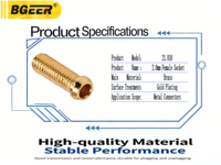 2.0mm Gold Plated Socket Female Connector with M3 Metal Threaded Copper Parts Screw Accessories for Teaching Instruments