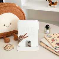 Miroir de maquillage pliable à motif animalier de dessin animé, coque en cuir PU, mini miroir cosmétique de voyage, miroir de poche portable pour filles