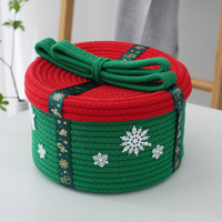 Petit panier tissé en corde de coton et rubans Paniers durables pour joyeux Noël