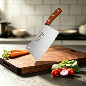 Cuchillo de carnicero japonés de acero inoxidable con alto contenido de carbono, cuchillo de carnicero de alta resistencia con triple remache y mango de madera natural, DIY OEM - Product Image 5