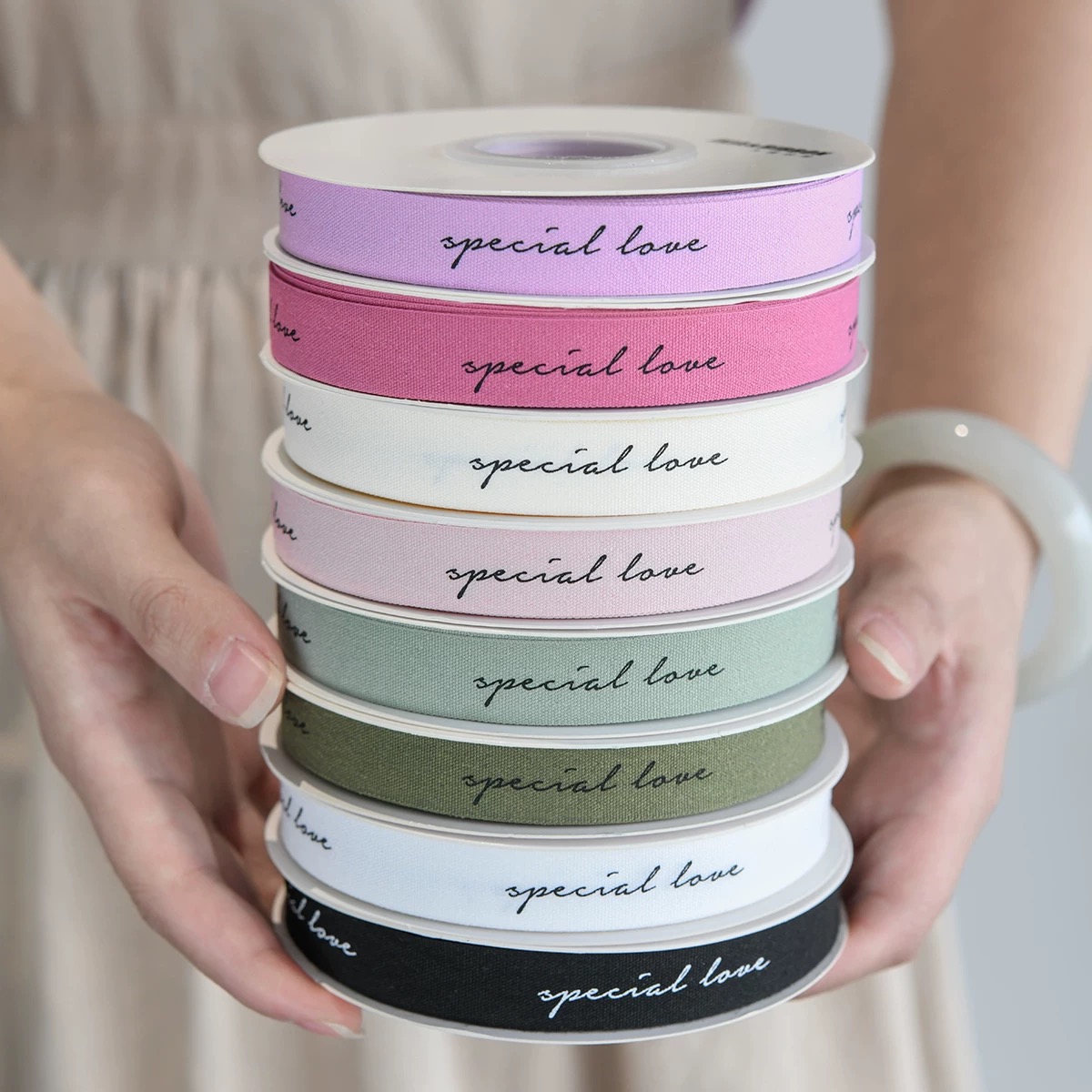 Wholesale Custom Cotton Ribbon Personalized Printed Logo Color Gift Ribbon for Packing