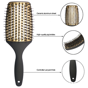 <span class=keywords><strong>Brosse</strong></span> à <span class=keywords><strong>cheveux</strong></span> démêlante incurvée avec logo personnalisé, poils de sanglier et nylon, conception creuse, vente en gros pour salon (OEM) - Product Image 2