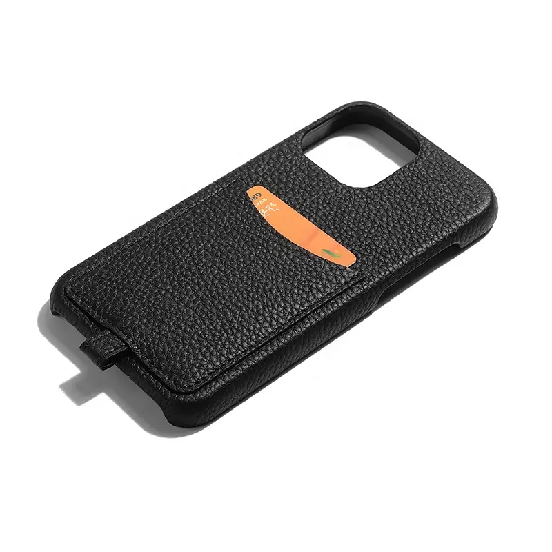 Étui de téléphone en cuir pour iPhone 14 Pro Card Case avec bandoulière