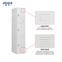 Armoire de rangement verticale en acier à 3 portes, durable, pour école, bureau, avec serrure indépendante antivol, casier pour personnel