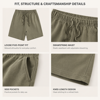 Vente directe d'usine, shorts décontractés pour hommes, couleur unie, coton, taille élastique, cordon de serrage, shorts de plage d'été, logo personnalisé
