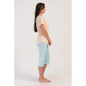 Traje de dormir capri ovalado de manga corta con cuello redondo para mujer - Product Image 3