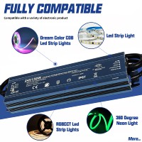 GRILITELUX Alimentation électrique à découpage étanche IP67 110V 220V vers 12V 24V 150W 200W 250W 300W pour bande lumineuse à intensité variable