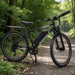 Vélo de montagne électrique 26 pouces, moteur sans balais 48V, cadre en aluminium, 21 vitesses, freins à disque doubles, avec phare et béquille - Product Image 5