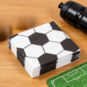 20 serviettes en papier/sac, thème football noir et blanc, <span class=keywords><strong>d</strong></span>écoration <span class=keywords><strong>de</strong></span> fête sportive, événements <span class=keywords><strong>de</strong></span> <span class=keywords><strong>d</strong></span>îner sur le thème du soccer, serviettes jetables pour fête - Product Image 2