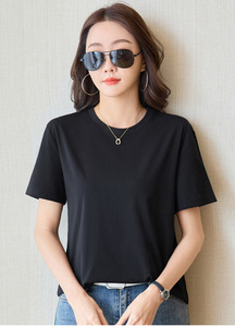 Camiseta de Mujer 74% Algodón 26% Poliéster, Corte Regular, Camisetas Básicas de Verano de Manga Corta, Camisetas con Logotipo Personalizado por Serigrafía - Product Image 3