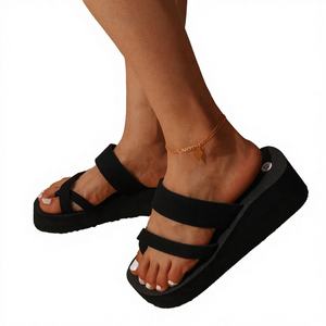 Wholesale Popular Style Women's Summer Floral Platform Outdoor Lightweight EVA Sandals Comfortable Non-slip Flip Flops - Product Image 4