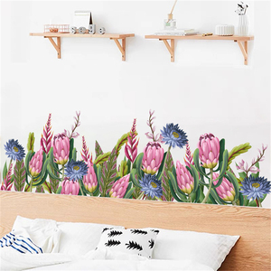 Adesivo <span class=keywords><strong>da</strong></span> parete con fiori colorati alla moda, piccolo adesivo fresco in PVC per camera <span class=keywords><strong>da</strong></span> letto, <span class=keywords><strong>carta</strong></span> <span class=keywords><strong>da</strong></span> <span class=keywords><strong>parati</strong></span> decorativa in erba verde, adesivo per la casa - Product Image 2