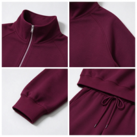Survêtement demi-zip pour femme, col montant, manches raglan, poche kangourou, pantalon large à cordon de serrage, respirant, décontracté, logo personnalisé
