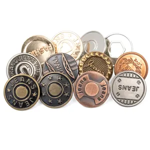 Botón de metal para ropa vaquera, logo personalizado, 20mm, 25mm, cubierta para Vaqueros, botón de metal, latón antiguo