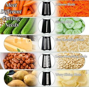 Hachoir multifonctionnel pour légumes, mandoline, trancheuse, râpe à fromage rotative manuelle en acier inoxydable avec poignée, déchiqueteuse de légumes - Product Image 4