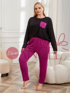 KISS ME ANGEL plus-size camicia <span class=keywords><strong>da</strong></span> <span class=keywords><strong>notte</strong></span> <span class=keywords><strong>da</strong></span> donna grassa autunno e inverno tinta unita manica lunga girocollo per la casa - Product Image 3