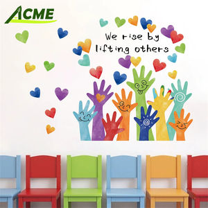 Personalizado Atacado 30*90cm Childlike Colorido <span class=keywords><strong>Graffiti</strong></span> Mãos Auto-adesivas Adesivos de Parede para Quarto Infantil Jardim de Infância - Product Image 3