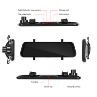 Nouvelle vente de moniteur de voiture 9.66 pouces 2K enregistreur de conduite écran Carplay double lentille voiture miroir tableau de bord caméra DVR