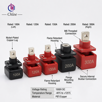 Connecteur de batterie empilable 24V 200A avec vis à bride M8, noir, E14, à clipser/à enfiler fileté M8x1